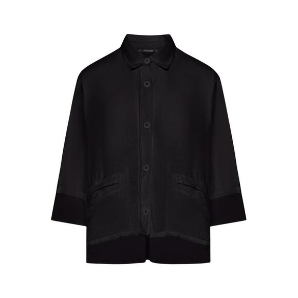 Transit Women 3/4 Sleeve Linen Shirt With Georgette Inserts